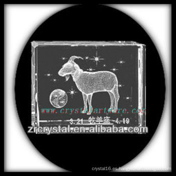 K9 3D Laser Grabado Aries Etched Crystal Block